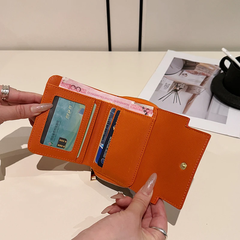 Portafoglio retrò da donna di grande capacità con posizione multi carta Commercio estero Borsa portatile multifunzionale a tre pieghe Billetera - immagine 5