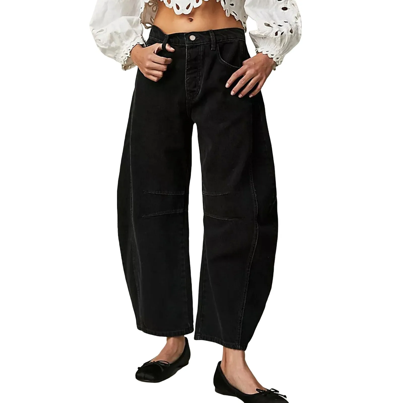 Women's Y2K Baggy Mid-Waist Wide-Leg Jeans – 90s Streetwear Style