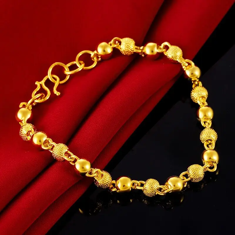 Gold Bracelet 24k Gold Beads  Buddha Beads - 24k Gold Bracelet 6mm Beads  Women's - Aliexpress