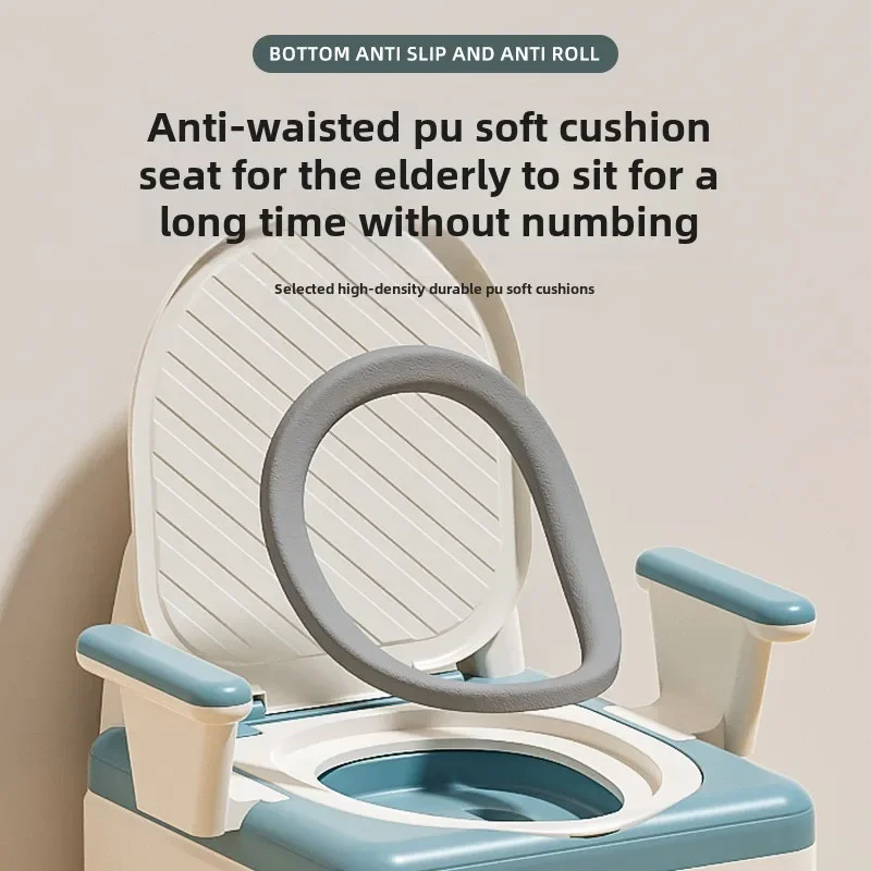 Elderly Mobile Commode Toilet, Foldable Adult Bedroom Odor Proof Portable Toilet Seat Bedside Toilet Chair for Disabled People 4