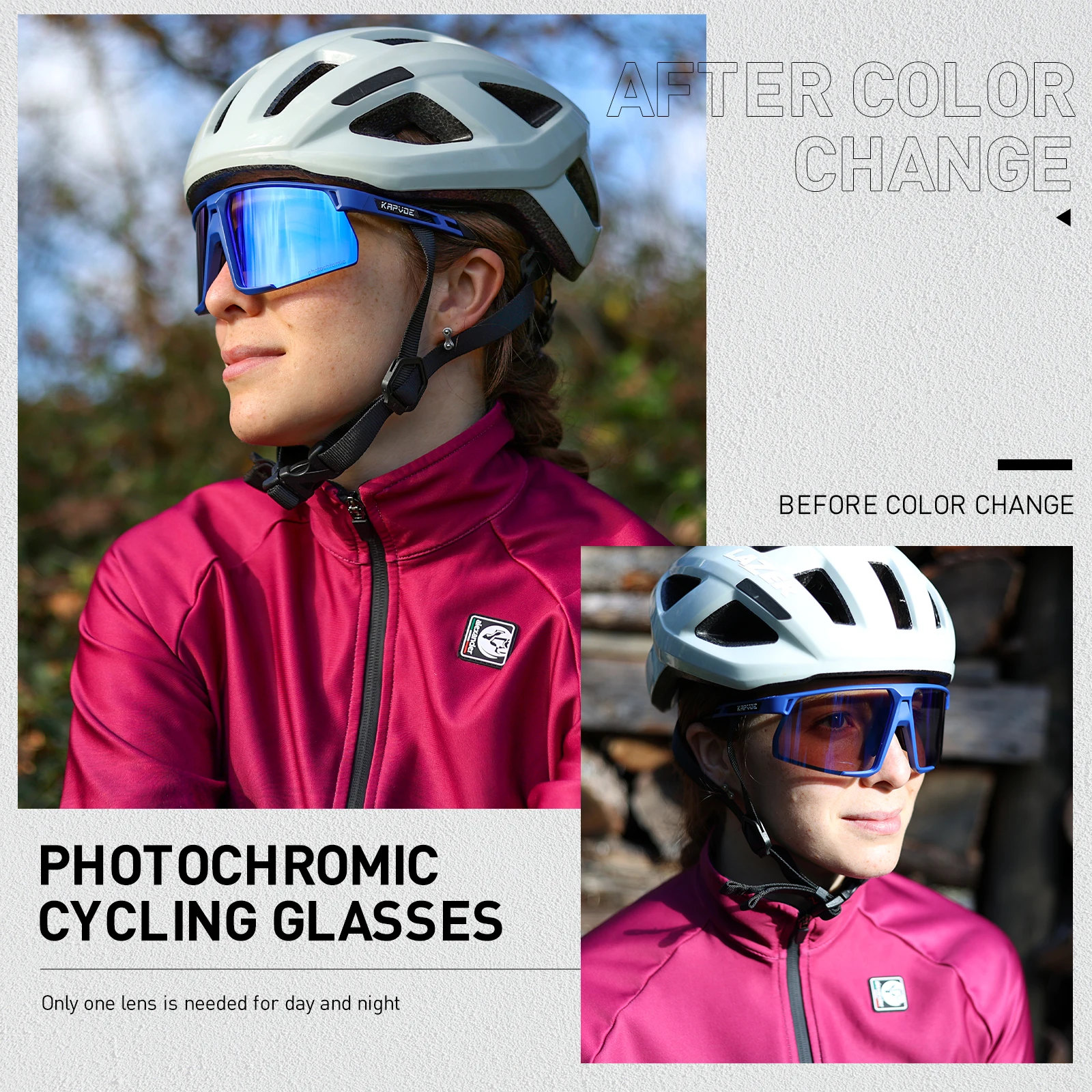 Kapvoe Photochromic Cycling Sunglasses UV400 Bicycle MTB Goggles Road Bike Sunglasses Outdoor Glasses Sports Eyewear Equipment