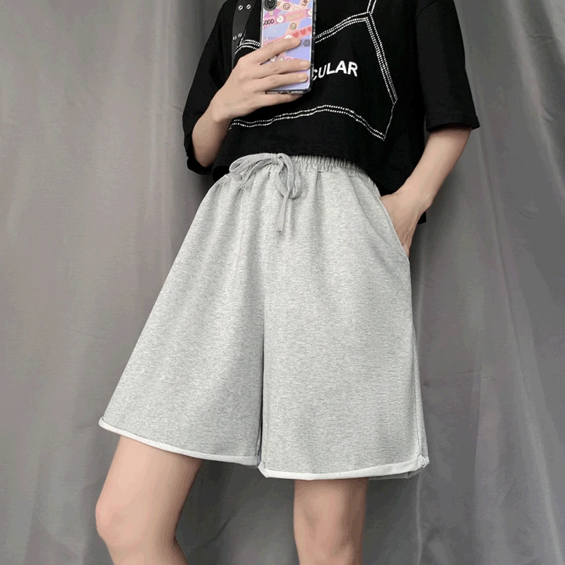 Summer Harajuku High Waist Women's Clothing Oversized Loose Casual Motion Knitting Embroidery Print Polyester Y2K Short Pants