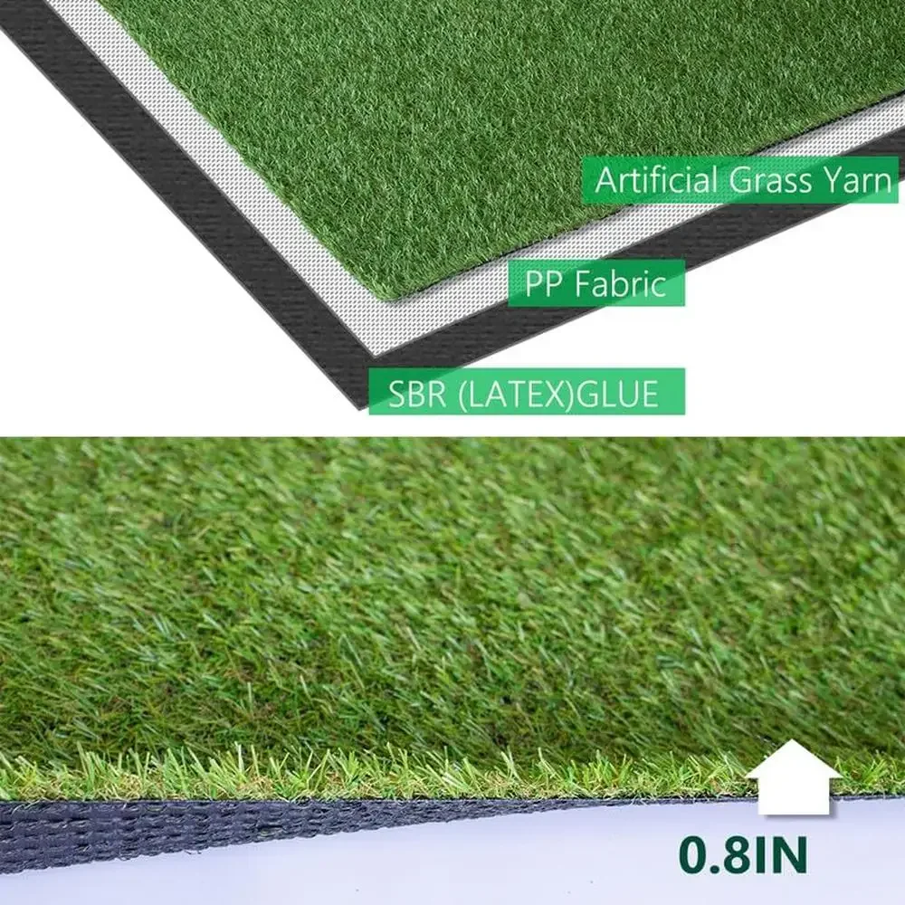 Realistic 0.8" Artificial Grass Turf 4FTX6FT Thick Synthetic Grass Faux Astro Turf Indoor Outdoor Aesthetics Decor Waterproof