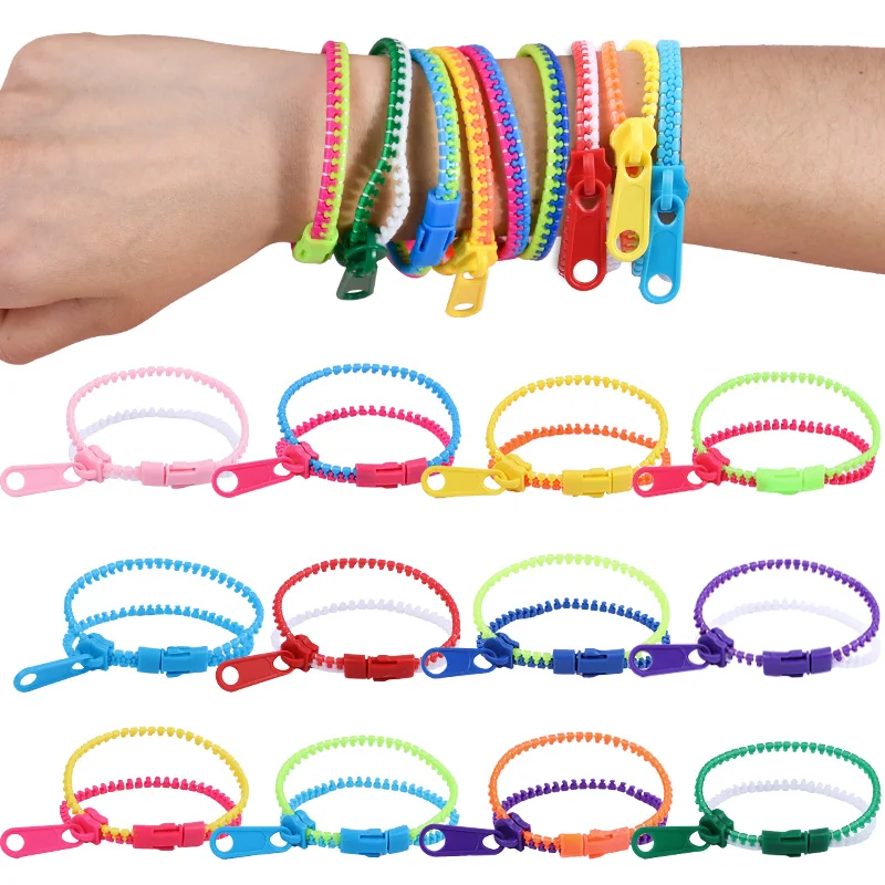 12/24Pcs Antistress Zipper Bracelets Sensory Fidget Toy Kids Birthday Party Favors Goodie Pinata Filler Wedding Gift for Guests