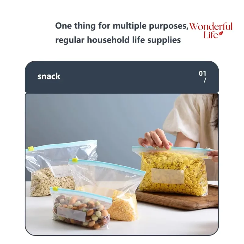 Reusable Food Grade Zipper Lock Storage Bags for Kitchen and Pantry Organization - 10/45 Pack
