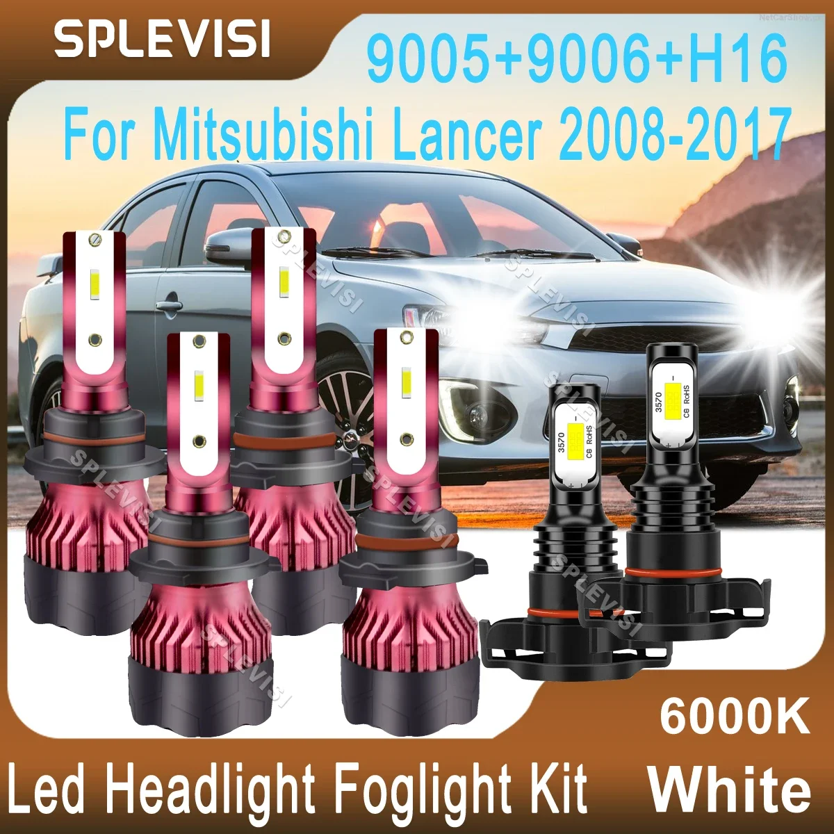 

Super Bright Led Headlight 9005 Hi 9006 Low Foglight H16 For Mitsubishi Lancer 2008 2009 2010 2011 2012 2013 2014 2015 2016 2017