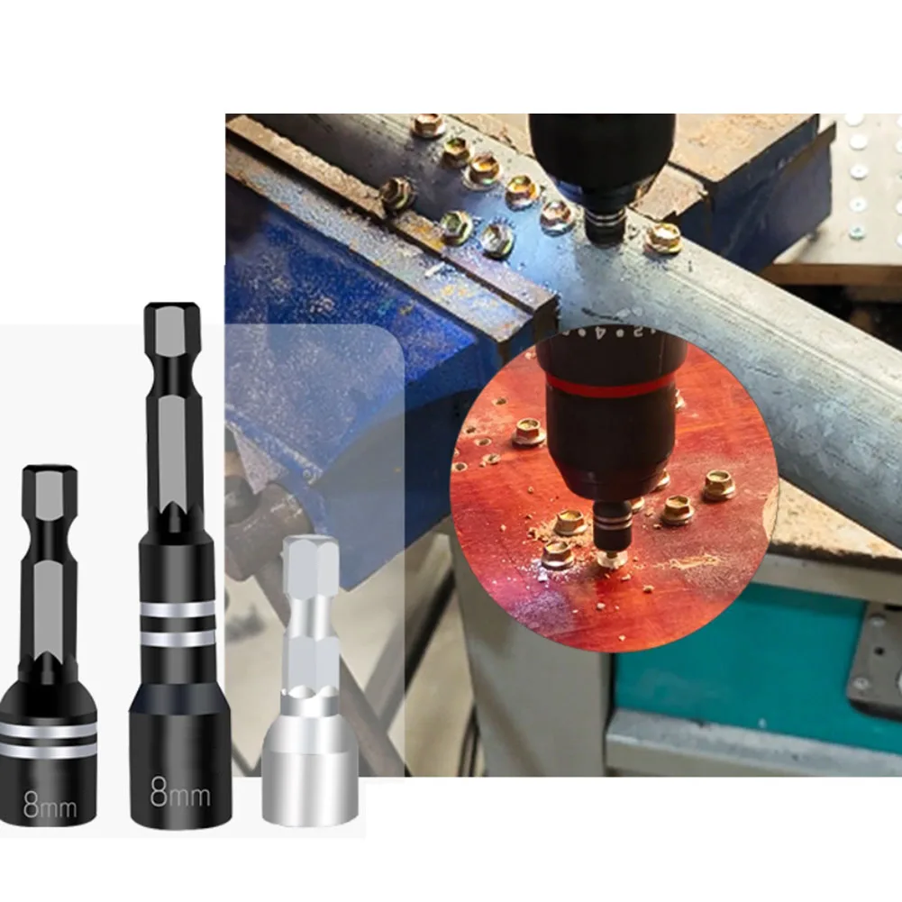 1Pcs 8mm Magnetische Mutter Schraubendreher Buchse Bit Hex Schaft Fahrer Adapter Steckschlüssel Für Bohrmaschinen Fahrer Buchse Kit – Detail 14