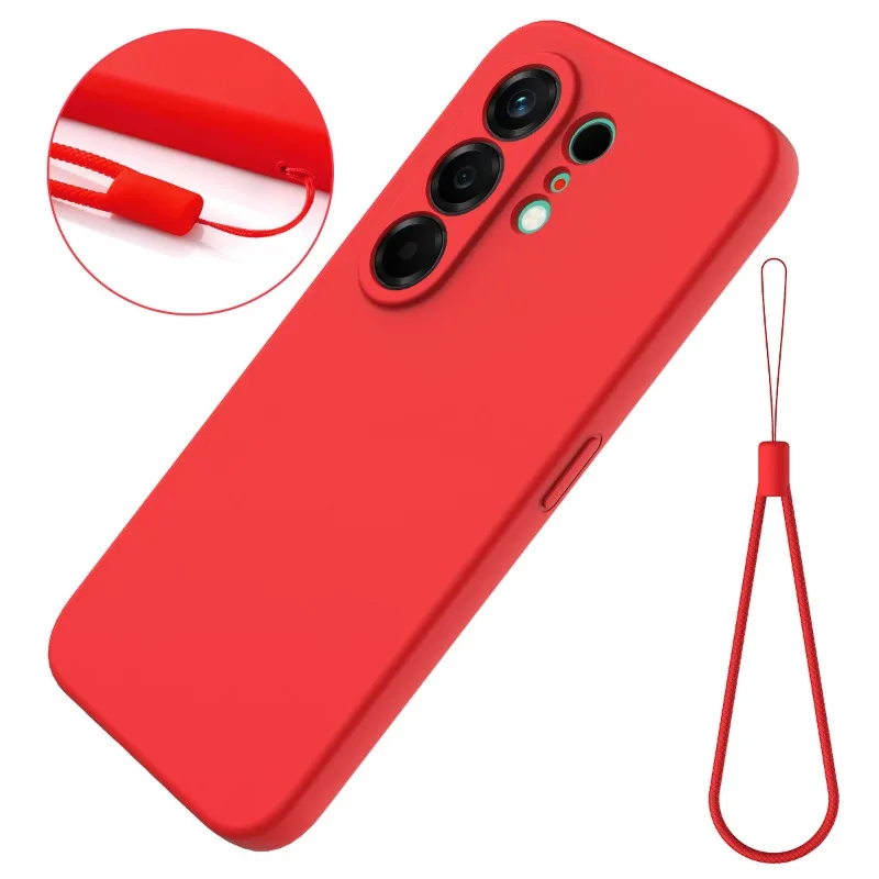 Liquid Silicone Matte TPU Shockproof Case with Ultra Camera Lens Protection and Lanyard