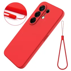 Liquid Silicone Matte TPU Shockproof Case with Ultra Camera Lens Protection and Lanyard for Tecno Camon 50 Ultra (Red)