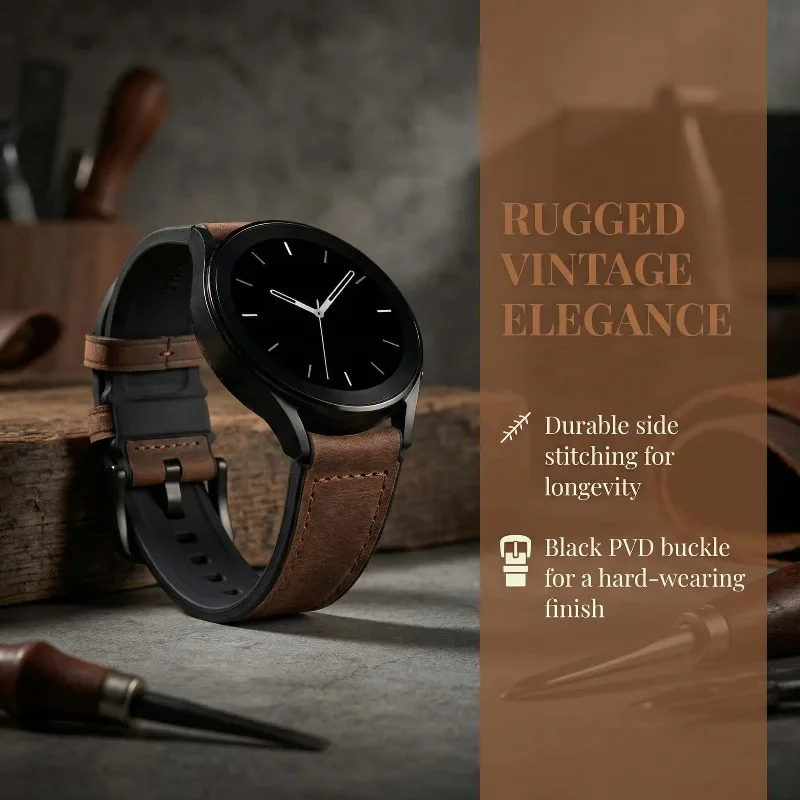Vintage Leather Smart Watch Strap, Premium 20mm/22mm Bracelet