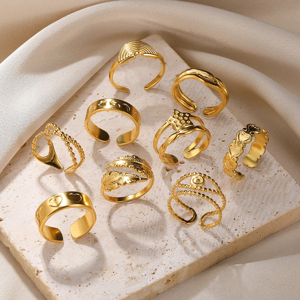 Feder Anillos Mujer Edelstahl Ringe Für Frauen Gold Farbe Bague Finger Ringe Devil'S Eye Anel Herz Schmuck Neue In Ring – Detail 40
