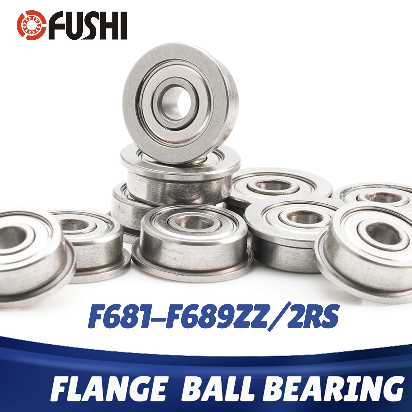 10 Stück Flanschlager F689ZZ F688ZZ F686RS F684ZZ F683ZZ F682XZZ ABEC-1 F685 Flansch-RS-Z-ZZ-Kugellager RS 2RS