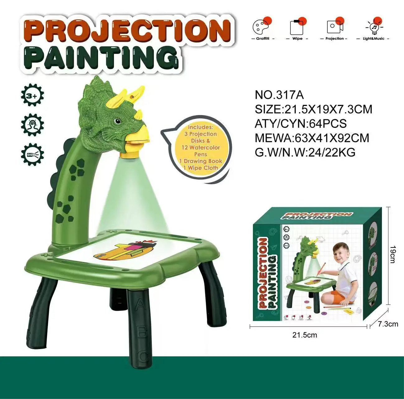 Children's Projection Painting Game Table Sanrio Unicorn Dinosaur Multifunctional Graffiti Drawing Board Game Table Puzzle Toy 5