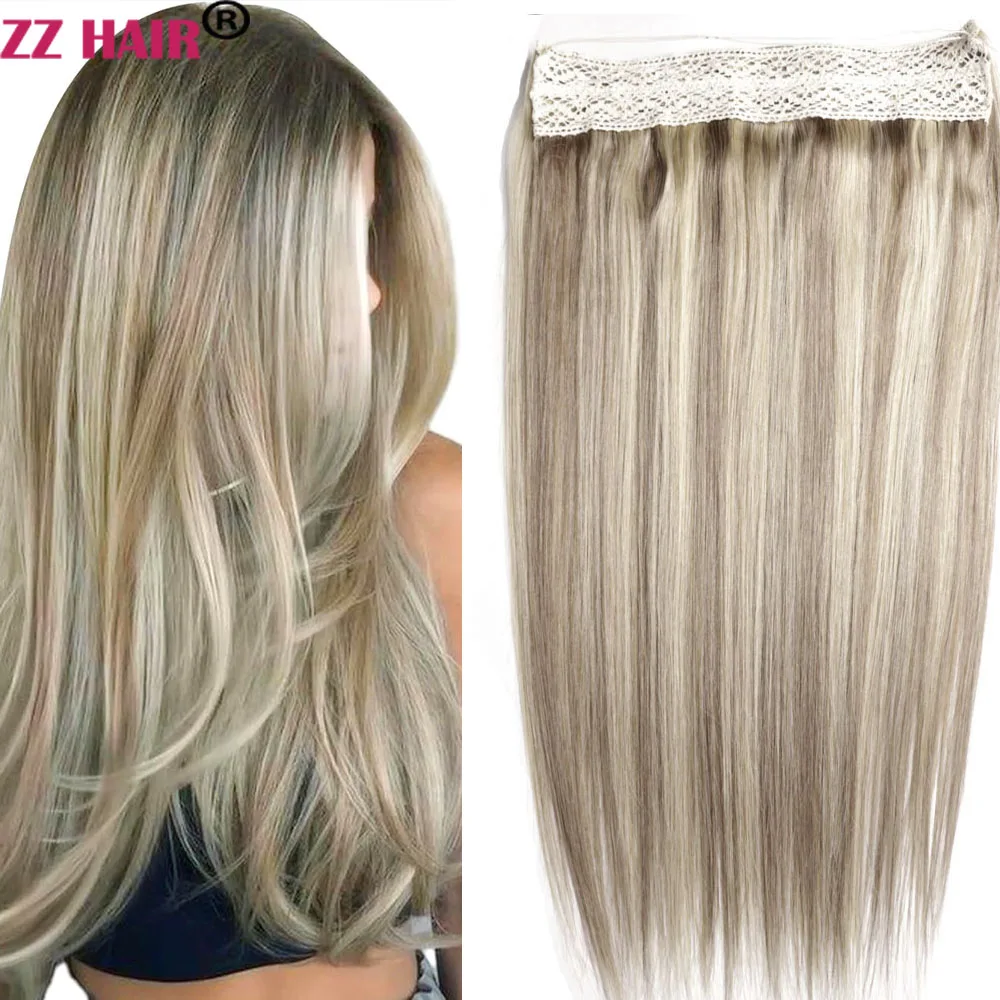 ZZHAIR Brazilian Human Remy Hair Extensions 16"-26" 100g 120g Fish Line One Piece No Clips 1pcs Set Natural Straight