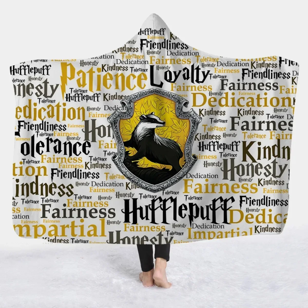 Magic Wizard Hogwartes House 3D Printed Plush Hooded Blanket Picnic Wearable Fleece Throw Warm Gift for Kids Adults 5