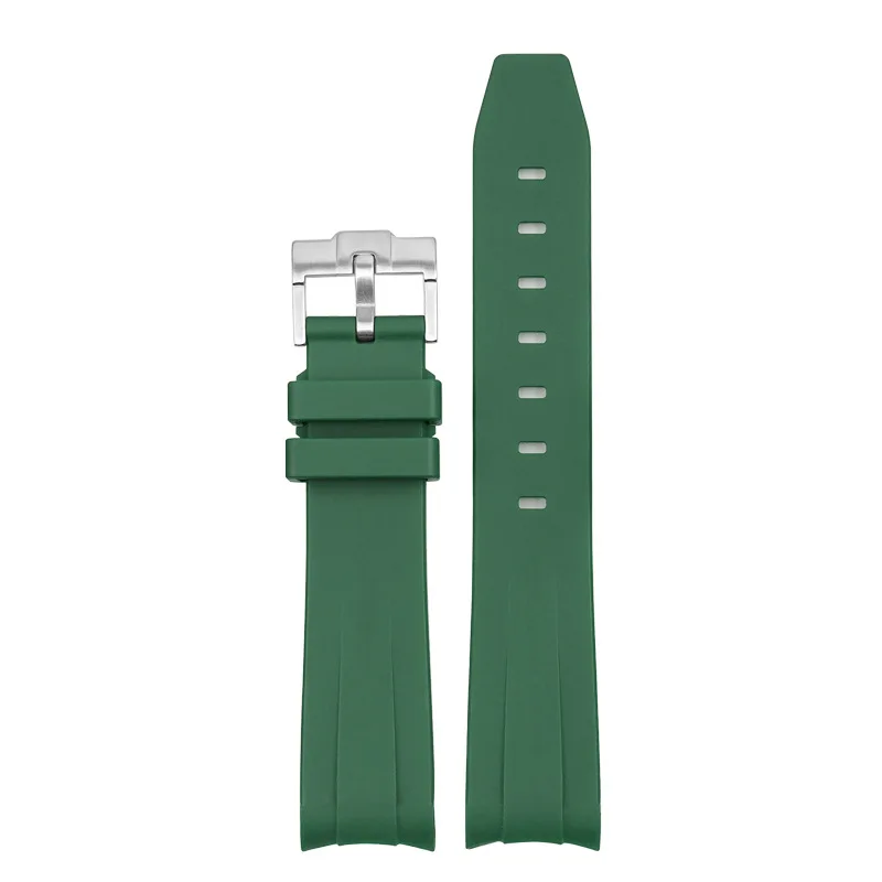 Silicone Diving Sport Watch Band - Curved End TPU Rubber Strap 20mm