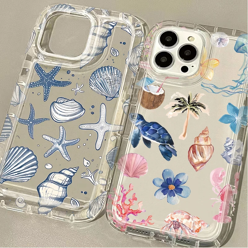 Luxury Blue Ocean Animals Clear Back Phone Case