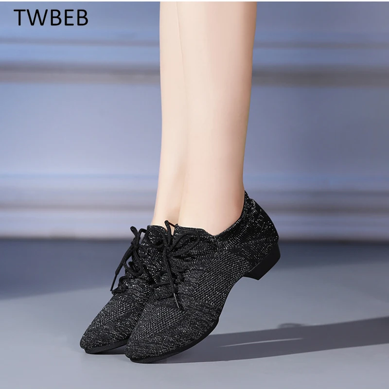 

Female Latin Dance Shoes Low Heels Mesh Ballroom Dancing Shoes Teacher Tango Salsa Rumba Modern Jazz Shoes for Women