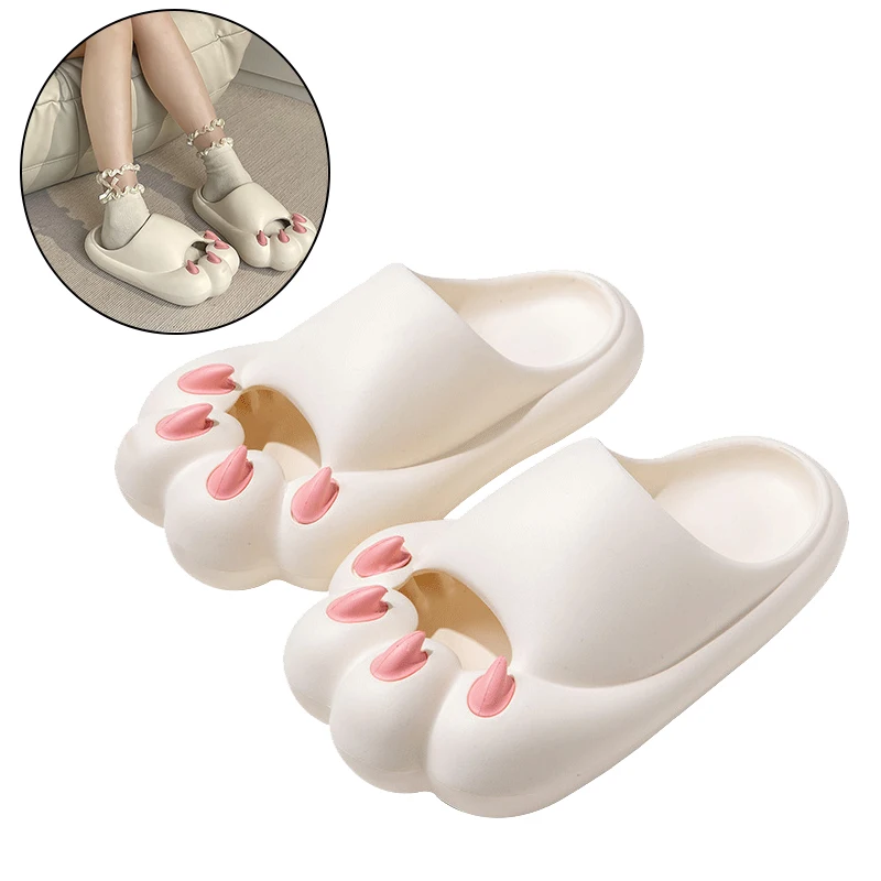 

Тапочки женские с мультяшным принтом, Нескользящие удобные, летние тапки для пар, с милым медведем и коготком, 2024