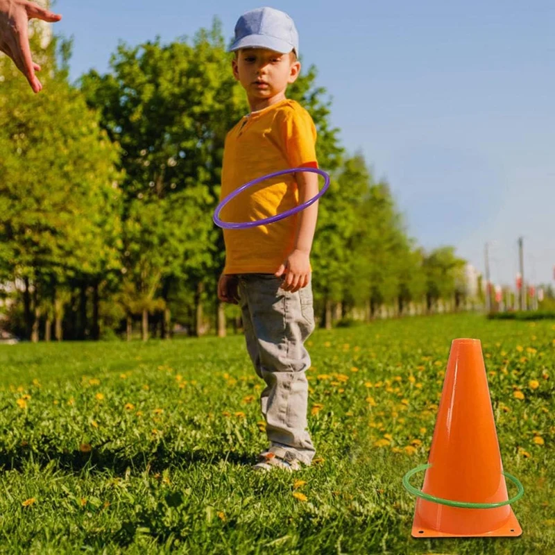 26 Pcs Plastic Cones Ring Toss Combo Set Outdoor Carnival Games For Kids Adults Birthday Party Throwing Backyard Games