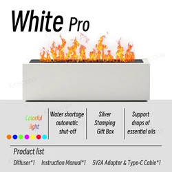 Flame Aroma Ultrasonic Cool Mist Diffuser with LED Essence Lamp - US Adapter (White PRO)