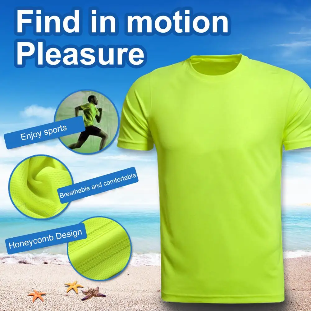 

Unisex Pullover T-shirt Washable O-neck Short Sleeve Unisex Pullover High Elasticity Polyester Unisex T-shirt for Gym