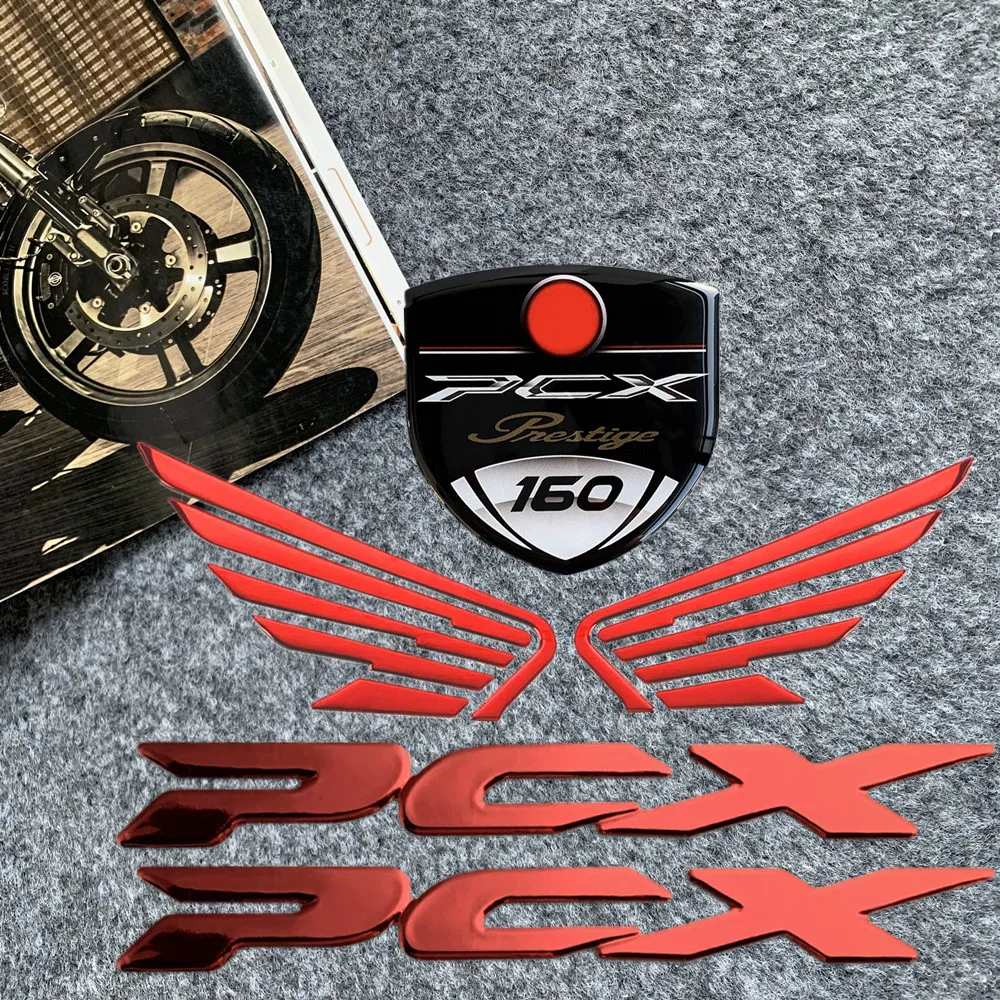 2Pcs Pcx Sticker 3D Epoxy Motorcycle Stickers Exhaust Decals Emblem Badge Accessories For Honda Pcx125 Pcx150 Pcx160 kummyy 2pcs car interior door handle cover cap lid 72121 swa a01za 72161 swa a01za fit for honda crv cr v 2007 2011