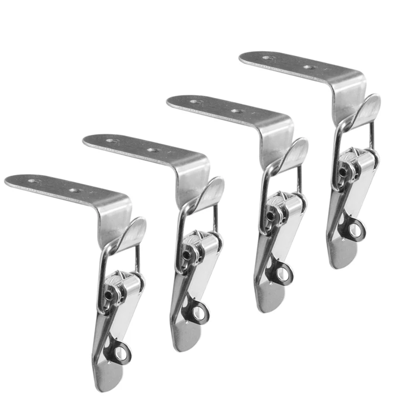 

90 Degrees Duck-Mouth Buckle Hook Lock Stainless Steel Spring Loaded Draw Toggle Latch Clamp Silver Hasp Latch Catch