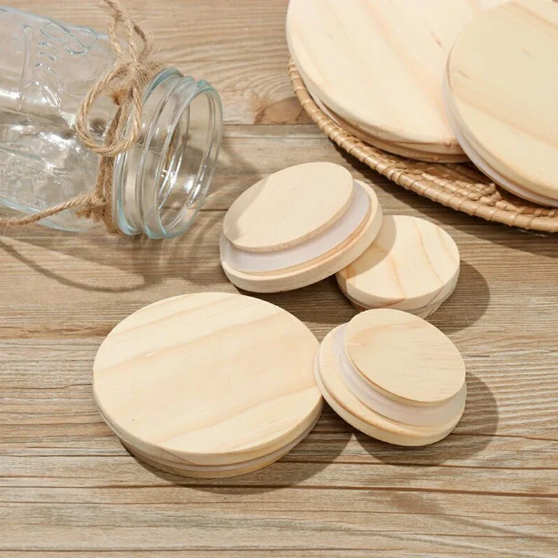 Wooden Lids Silica Gel Circle Seal Up Cover Pine Wood Cover Flower Wood Seal Up Cani Storage Jar Handmade Candle Cup Lid-wooden candle lids