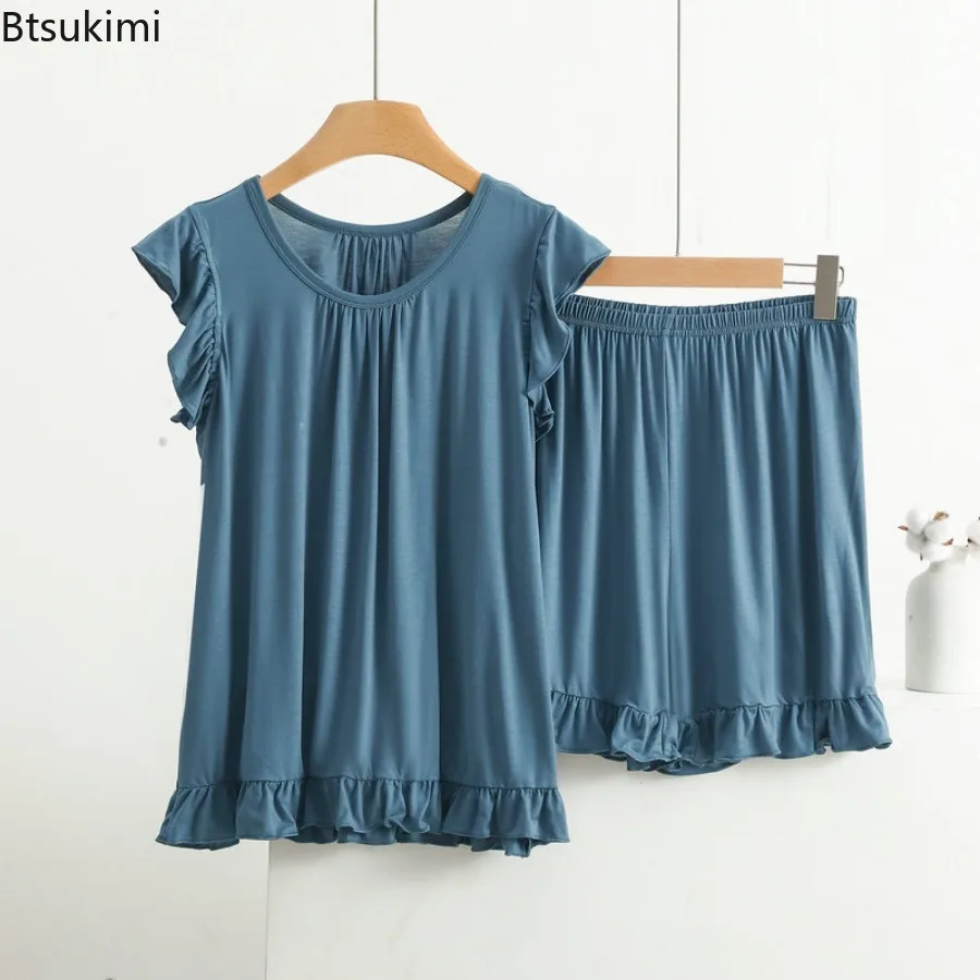 Plus Size 7XL 8XL Modal Pajamas for Women New Sleeveless Tops Shorts Suit Summer Sleepwear Pyjamas Femme Nightwear Pijamas Set