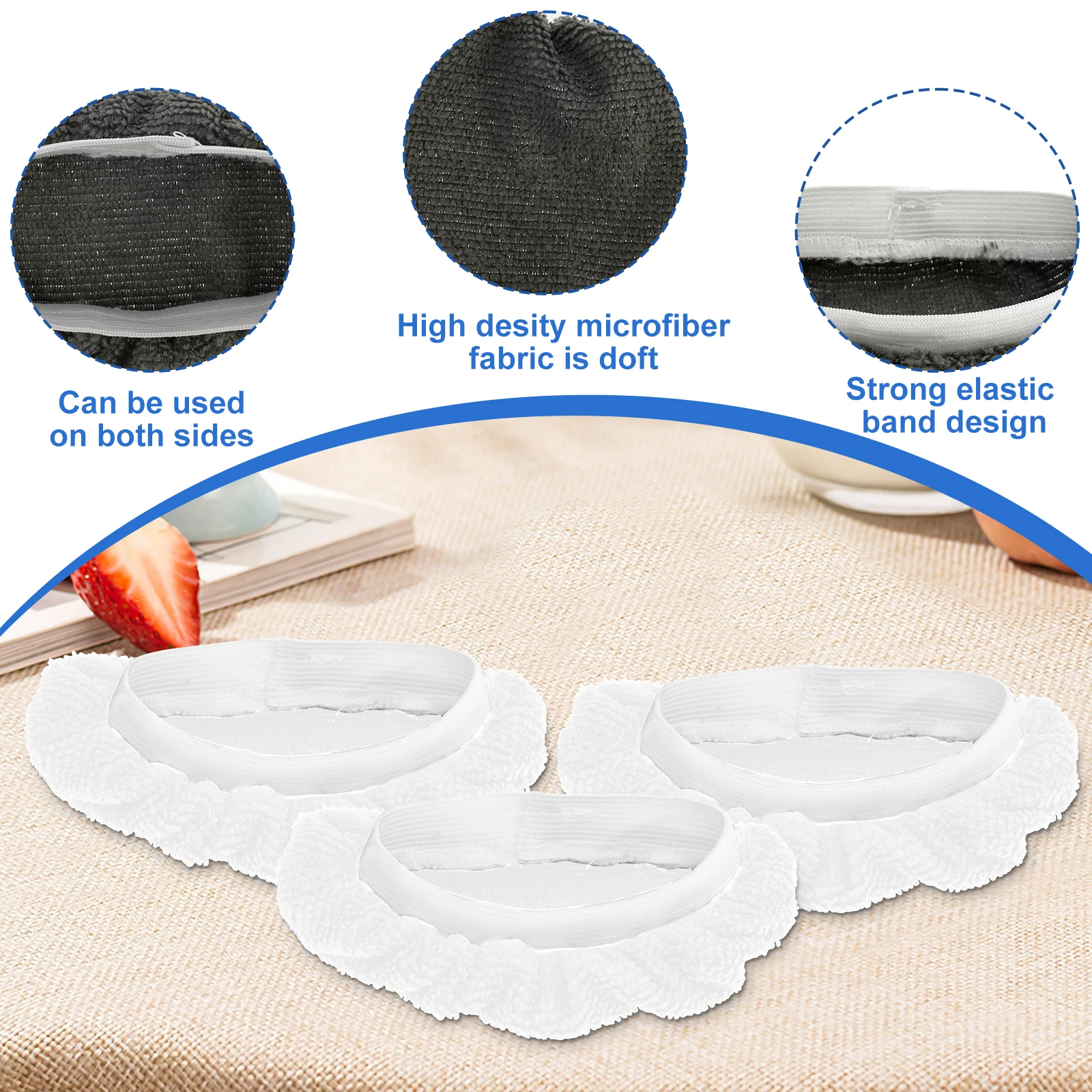 16Pcs Steam Mop Pads Microfibre Steam Cleaner Replacement Pads Reusable Steam Cloth Accessories Compatible with Multiple Mop