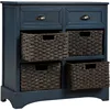 Rustic Storage Cabinet Cabinet with 2 Drawers and 4 Classic Fabric Basket for Kitchen/Entryway/Living Room, Antique Navy 1