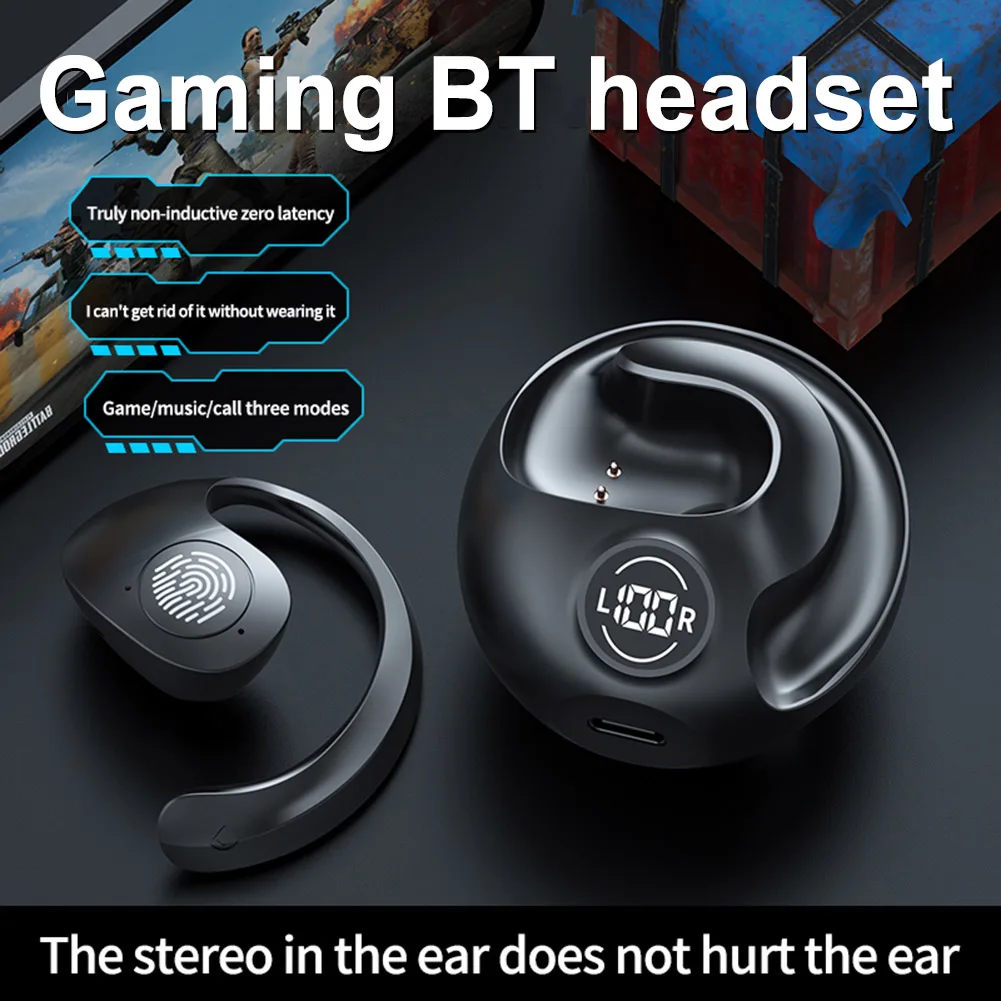 무선 블루투스 오픈 이어 OWS 이어버드, 마이크 오버 이어후크 헤드셋, 스포츠용 휴대용 HIFI 헤드폰