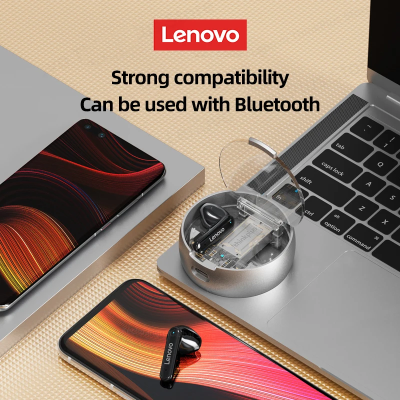 Lenovo-LP8 Pro Auscultadores Sem Fio com Microfone, Fones De Ouvido Bluetooth 5.2, Fones De Ouvido Estéreo HiFi, Fones De Ouvido Esportivos, Original, TWS, Novo Design