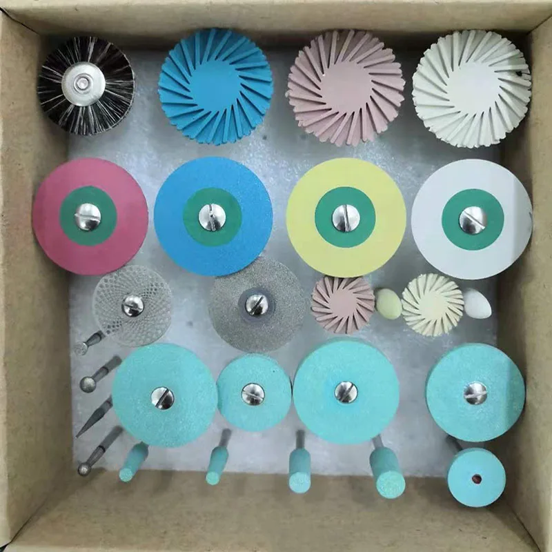Dentallabor, Ganzkeramik-Zirkonoxid-Lithium-Disilikat-Schleif- und Polierbohrer und -räder, HP-Kits