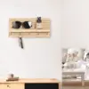 Decorative Key Holder for Wall with Shelf, Entryway Shelf with Hooks Holds Leashes, Jackets and Glasses – Sturdy Wood Key Holder 4