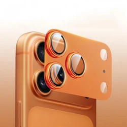 Enhanced Metal Armor Lens Protector with Tempered Glass Cover - iPhone 17 Pro Max (Orange)