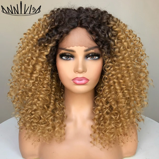 Short Bob Wig Kinky Curly Lace Front Wigs Synthetic Lace Front Wig For Women With Baby