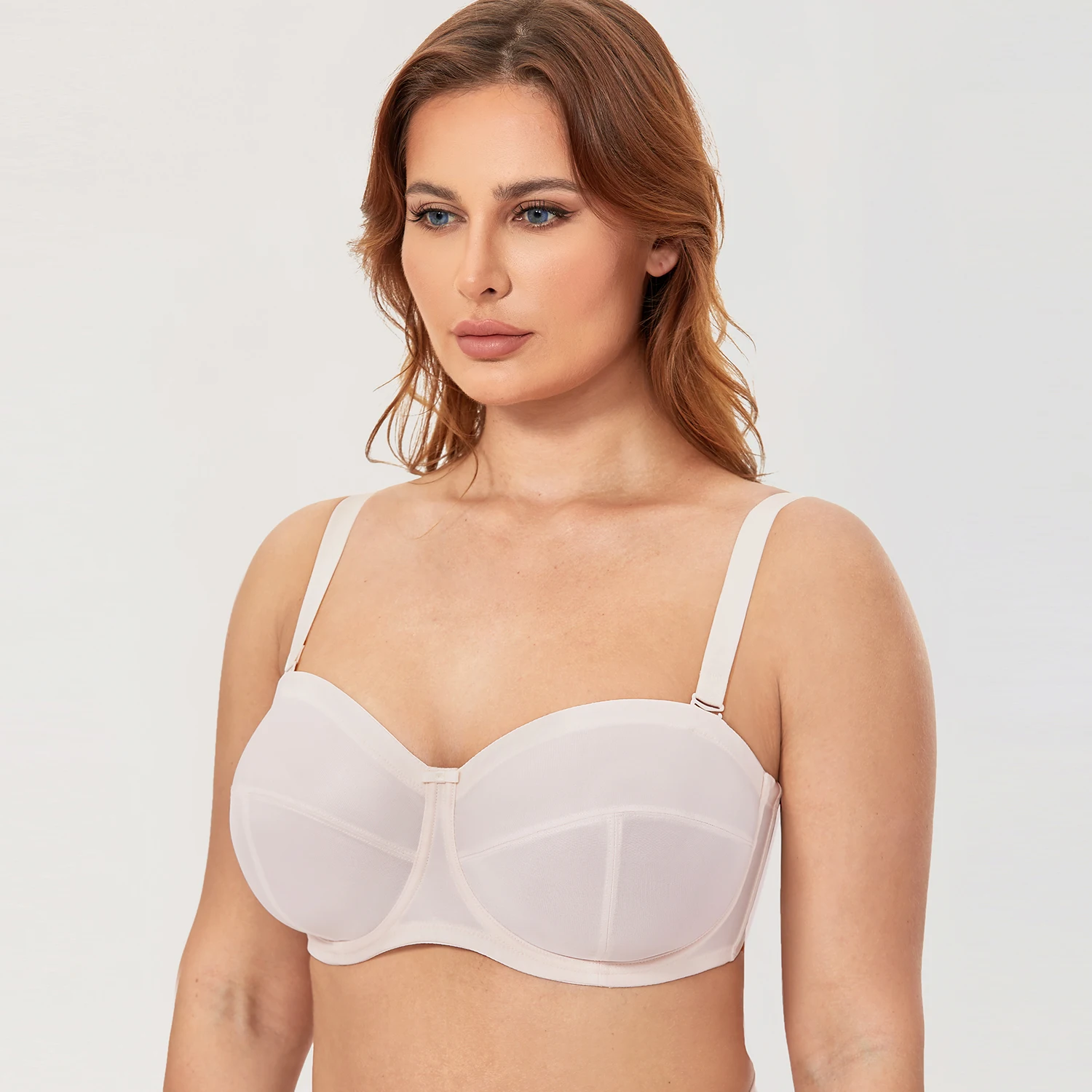 Women's Underwire Soft Cup Ultra Support Convertible Multiway Strapless Bra  Plus Size Non Padded B-DD E F 34-40 42 44 46