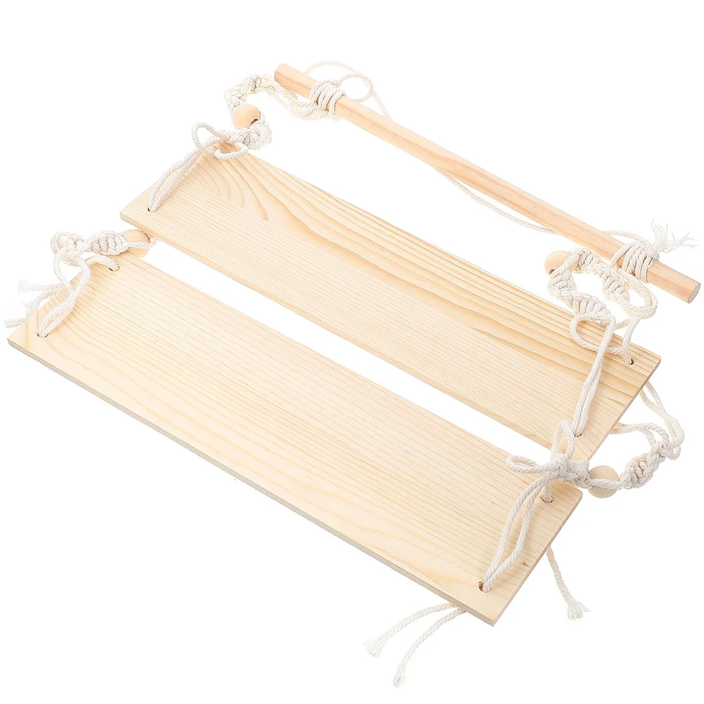

Macrame Hanging Shelf Boho Wall Decor Rustic Wood Floating Shelf for Plant Holder