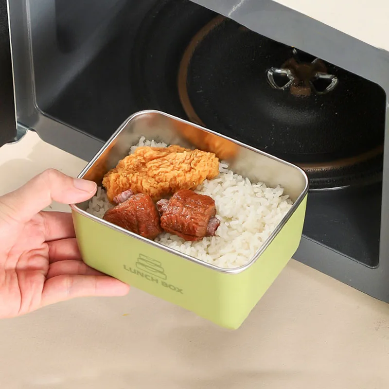 1pc Stainless Steel Food Storage Box with Lid Stackable Food Container Reusable Fruit Food Storage Box Office Metal Lunch Box 6