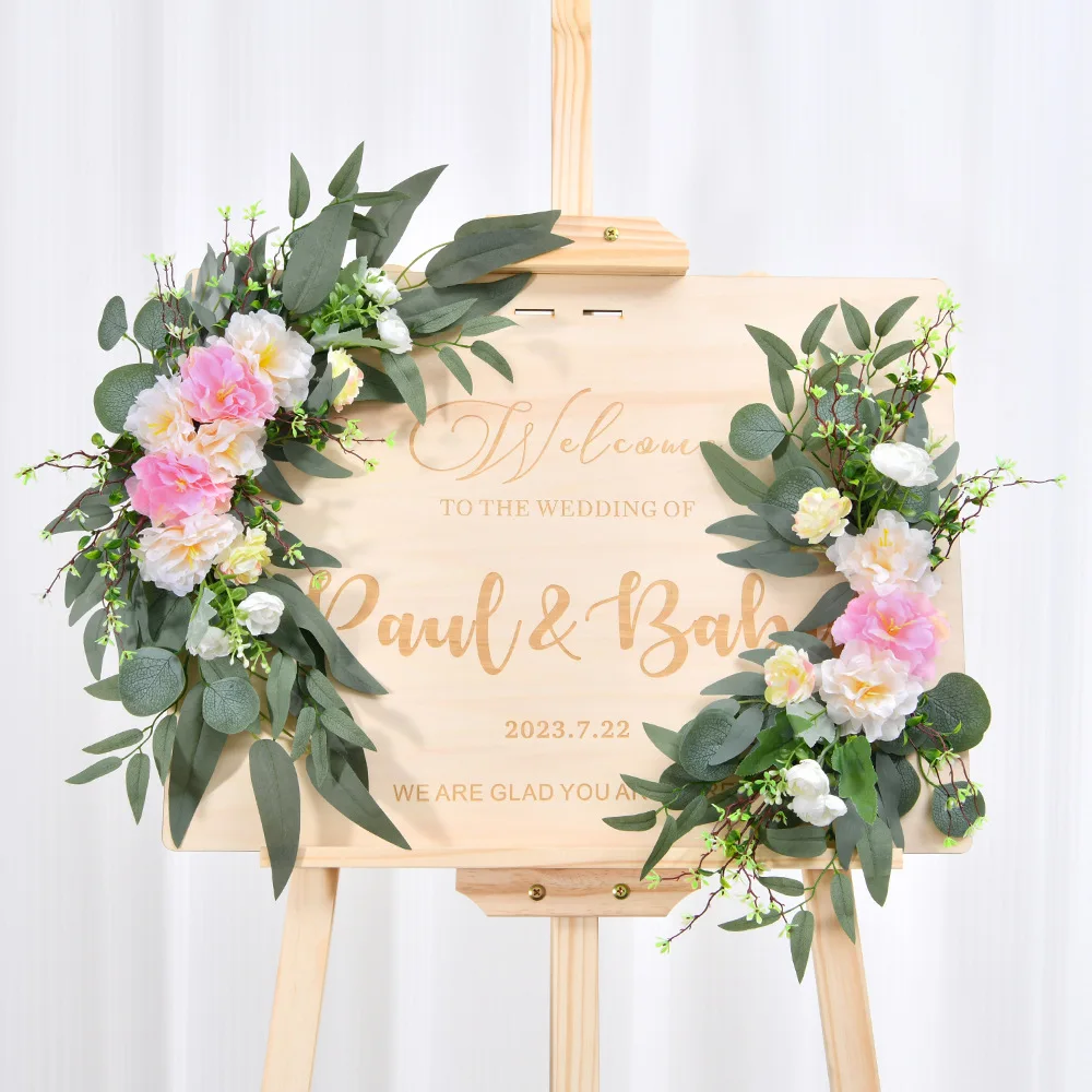 

Набор искусственных цветов для свадьбы, комплект цветков с арокой, устойчив к окислению, полное небо, звезда, белый пион, добро пожаловать, для гостей