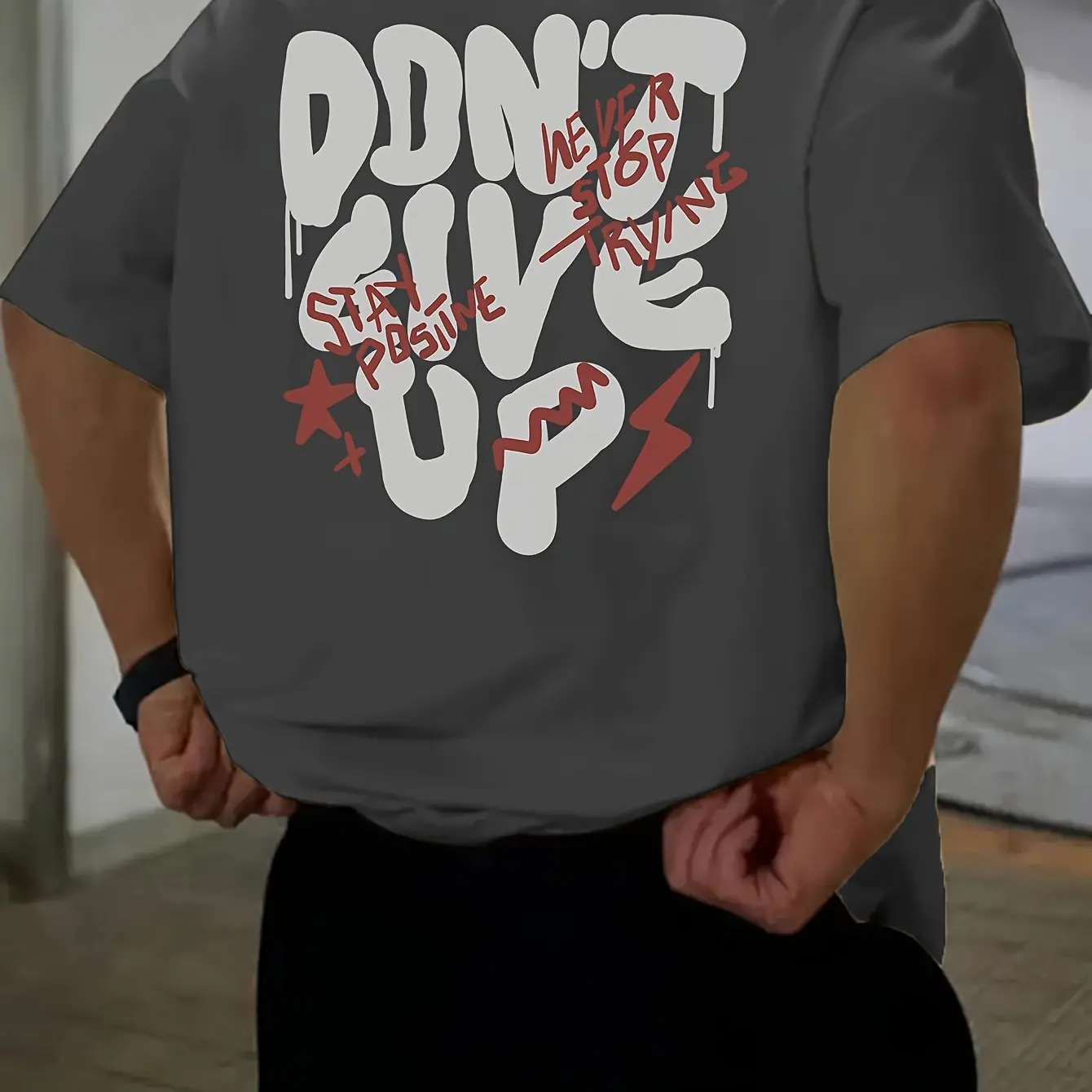 تي شيرت رجالي صيفي 100 قطن عصري غير رسمي فضفاض مقا...