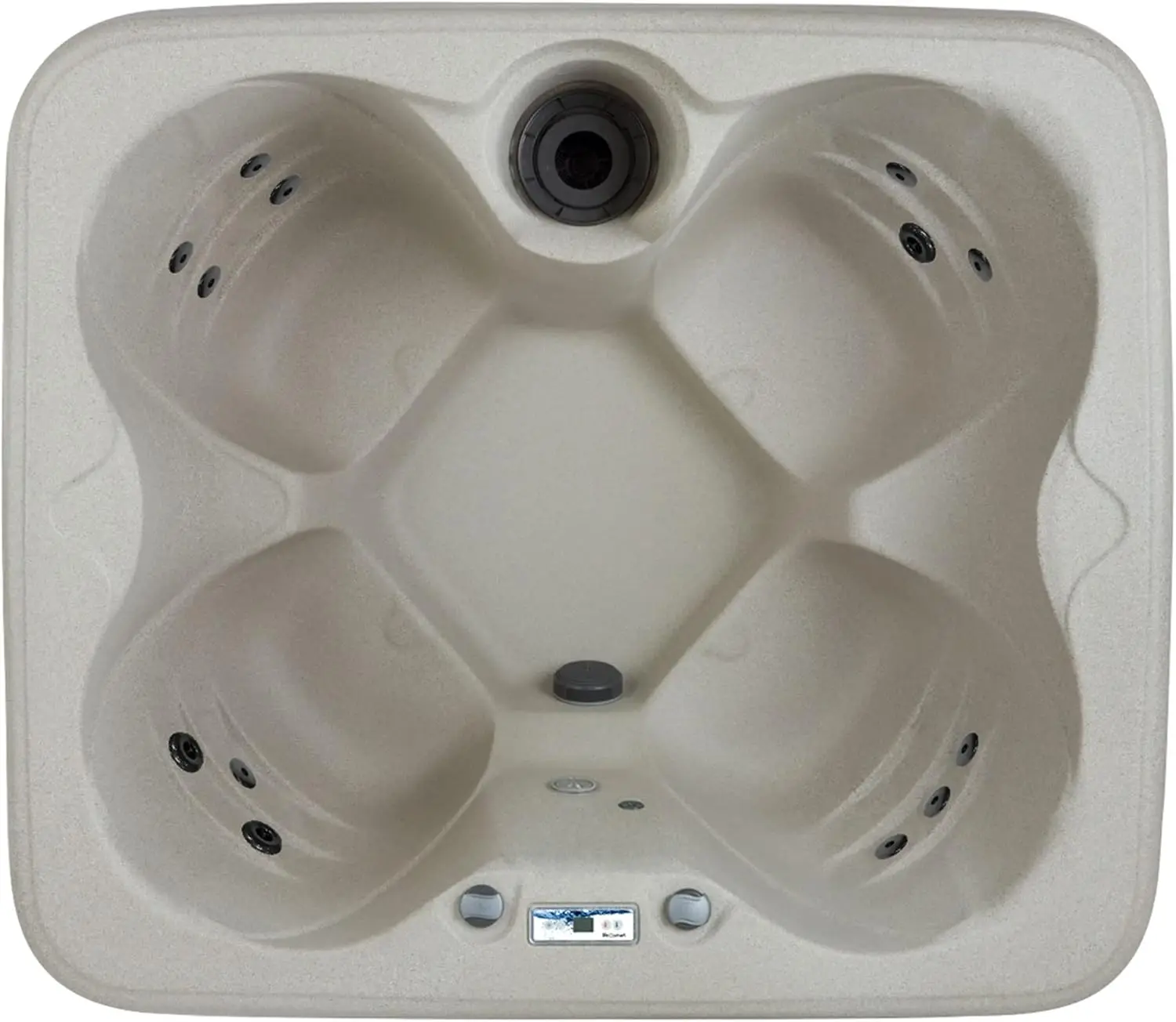4 Person Plug and Play Hot Tub and Outdoor Spa with 13 Jets Black Cover Digital Control Panel Powerful 1.0HP Pump Beige 6