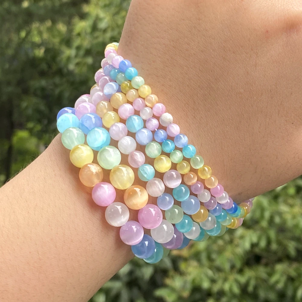 Zcompresses-Perles colorées en œil de chat, 4/6/8/10/12mm, accessoires d'espacement pour fabrication de bijoux, DIY