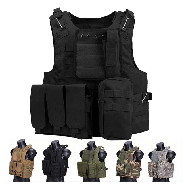 Chaleco Táctico Para Hombre, Chaleco Molle Airsoft Para Caza Del Ejército,  Armadura Corporal Para Exteriores, Chaleco Negro De Combate Swat Painball  Para Hombre De 24,1 €