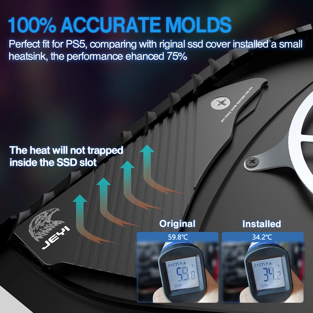 Jeyi Ps5 Ssd Heatsink, Solid State Drive M.2 Nvme Heat Sink For Playstation  5 With Silicone Thermal Pad - Eagle - Fans & Cooling - AliExpress