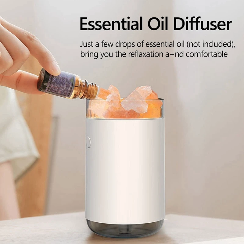 Crystal Salt Stone Humidifier Colorful Light Mist Portable Quiet Usb