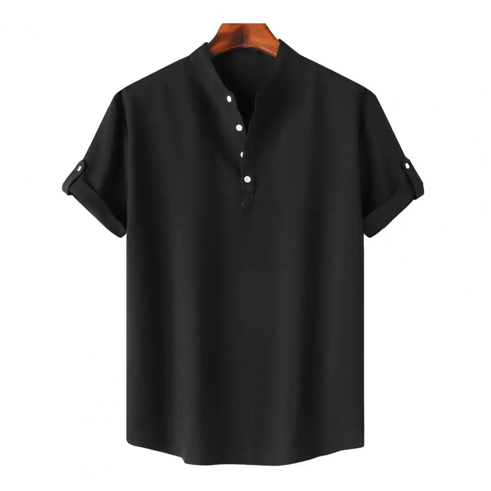 

Однотонная рубашка, стильная мужская летняя рубашка со стандартной строчкой, приталенный дизайн для повседневной или деловой одежды, однотонная