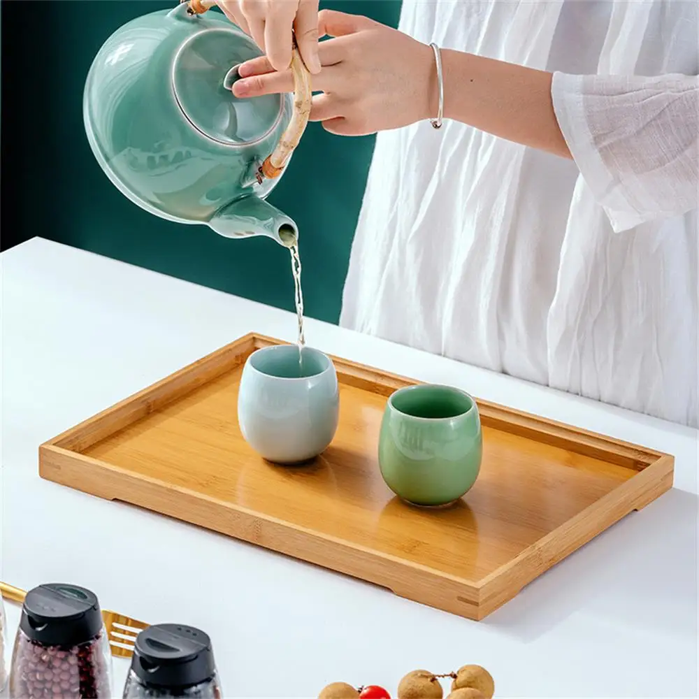 Wooden Tray Wooden Tray High-value Rectangular Solid Wood Tea Fruit Snack Desktop Storage Tools Homehold Restaurant Utility